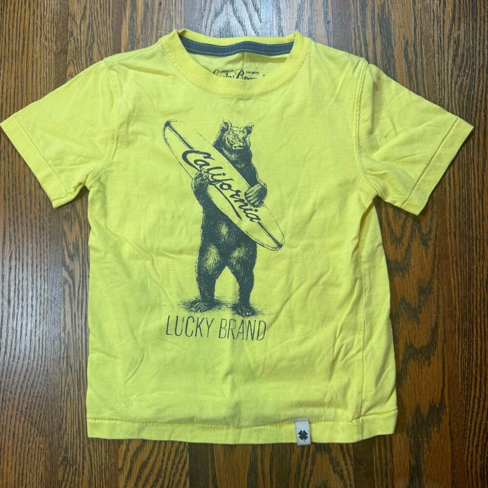Lucky Brand Kids California Surf Bear Graphic T-Shirt Yellow Short Sleeve 4T